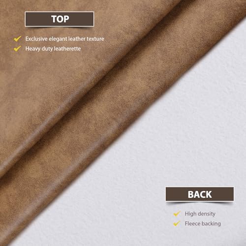 Faux Leather Vinyl Upholstery Fabric by The Yard 1.3mm Thick 1 Yard 55"x36" - color: Wheat, size: 1 Yard