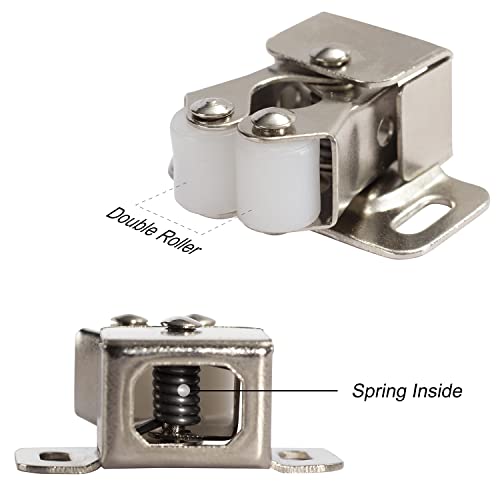 Keenkee Cabinet Latch Double Roller Catch, Nickel, 8 PCS - color: Nickel 8ps