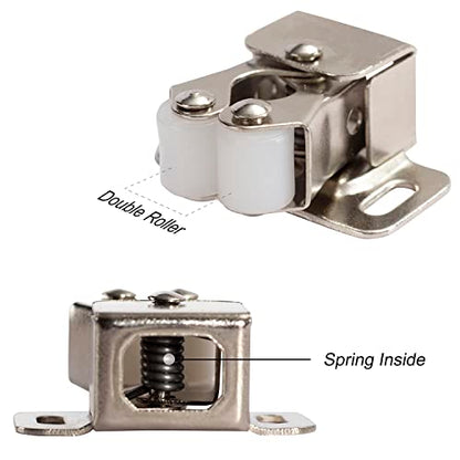 Keenkee Cabinet Latch Double Roller Catch, Nickel, 8 PCS - color: Nickel 8ps