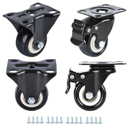 2 Inch Heavy Duty Plate Casters (2 Fixed+2 Locking Swivel) Set of 4 - color: 2 Swivel with Brake + 2 Rigid
