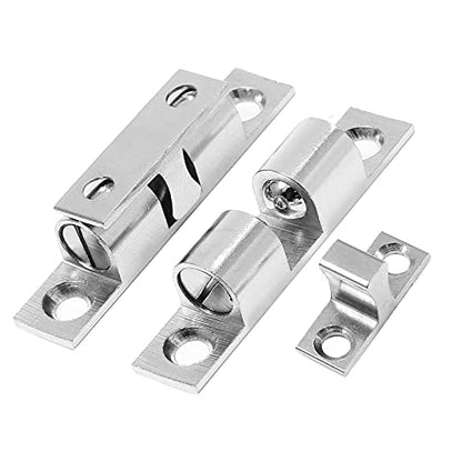 Uenhoy 10 Pcs Solid Brass Dual Ball Tension Latch 2" Silver Tone - color: Silver, size: 50mm, 10pcs