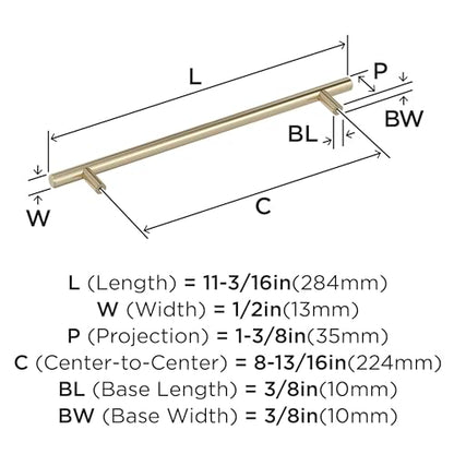 Amerock 8-13/16" Bar Pulls Golden Champagne Drawer Pull - color: Golden Champagne, size: 8-13/16 Inch (224 mm) Center-to-Center