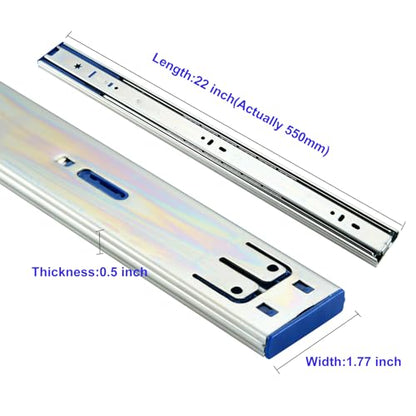 22 Inch 10 Pairs Soft Close Drawer Slides Full Extension - size: 22 Inch