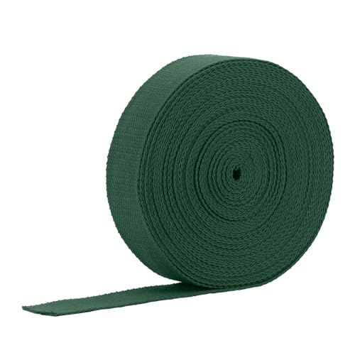 1 Inch Cotton Webbing, 12 Yards Webbing Straps for Bags Handles, Deep Green - color: Deep Green, size: 1 Inch