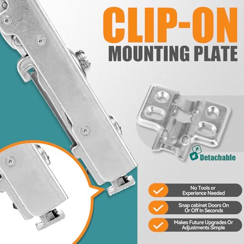 HBL' Soft Close Hinges for Frameless Cabinets, 110°, 35mm Cup, 50 Pack - size: Full Overlay