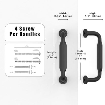10 Pack Matte Black Cabinet Pulls 3 Inch(76mm) Kitchen Cabinet Handles Cabinet Hardware for Drawer Pulls - color: Matte Black, size: 3" Hole Center