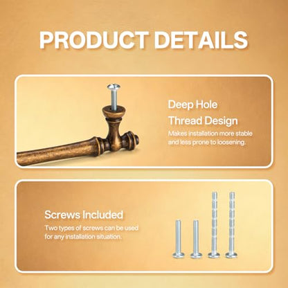 Liron Hardware 10 Pack Antique Brass 96mm Vintage Kitchen Cabinet Handles - size: 3.78 Inches (96mm) Hole Center