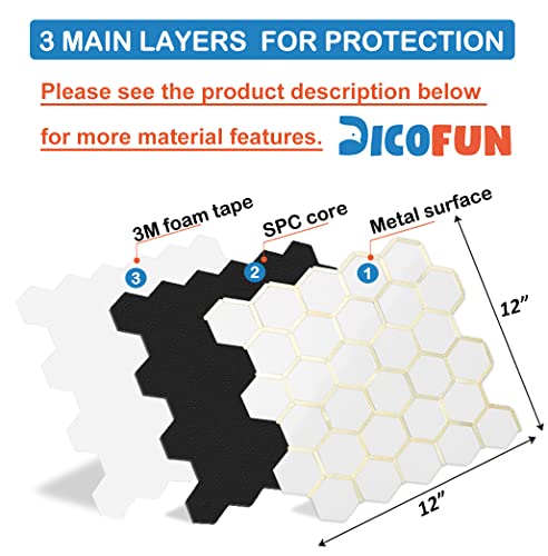 DICOFUN 1 Sheet Hexagon Peel and Stick Backsplash Tile, Polished White Tile Look Mixed Gold Kitchen Backsplash Peel and Stick Wall Tiles - color: White Tile + Gold Metal Frame, size: 1 Sheet, 12''x12''x0.12''