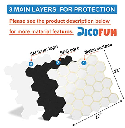 DICOFUN 1 Sheet Hexagon Peel and Stick Backsplash Tile, Polished White Tile Look Mixed Gold Kitchen Backsplash Peel and Stick Wall Tiles - color: White Tile + Gold Metal Frame, size: 1 Sheet, 12''x12''x0.12''