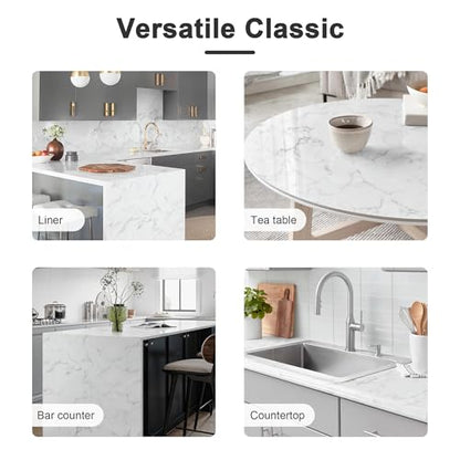 Dimoon 15.7''x78.7'' Marble Peel and Stick Wallpaper White Granite Contact Paper for Countertops Waterproof Kitchen New Environmentally Friendly Materials Thickening Upgrade Renter Friendly Vinyl Wrap - size: 78.7" x 15.7"