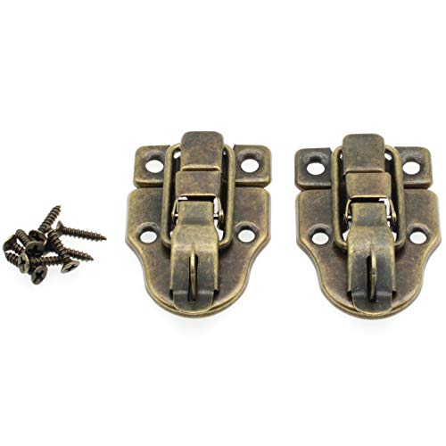 Retro Style Duckbilled Toggle Hasp Latch,LBTODH 2 pcs Antique Toggle Hasp Latch with Padlock Hole for Jewelry Box Cabinet Toolbox Suitcase,with Mounting Screws(Bronze) - color: Bronze