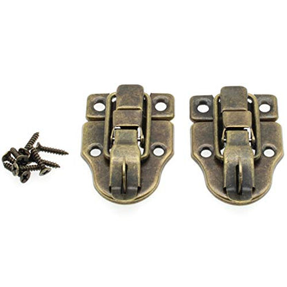 Retro Style Duckbilled Toggle Hasp Latch,LBTODH 2 pcs Antique Toggle Hasp Latch with Padlock Hole for Jewelry Box Cabinet Toolbox Suitcase,with Mounting Screws(Bronze) - color: Bronze