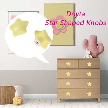 Dnyta 6 Pcs Star Shaped Ceramic Knobs Decorative Pulls Glossy Ceramic Pulls - style: Yellow,Star Shaped