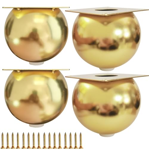 Golden Furniture Legs Round Metal Bun Feet Heavy-Duty Cabinets/Tables/Chairs/Sofa Feet, with Rubber Base Set of 4 (4.1 inch Large) - size: 4.1 inch Large