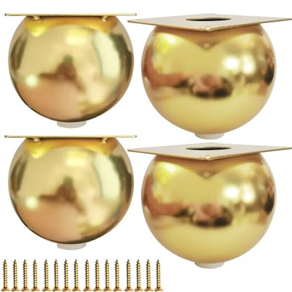 Golden Furniture Legs Round Metal Bun Feet Heavy-Duty Cabinets/Tables/Chairs/Sofa Feet, with Rubber Base Set of 4 (4.1 inch Large) - size: 4.1 inch Large