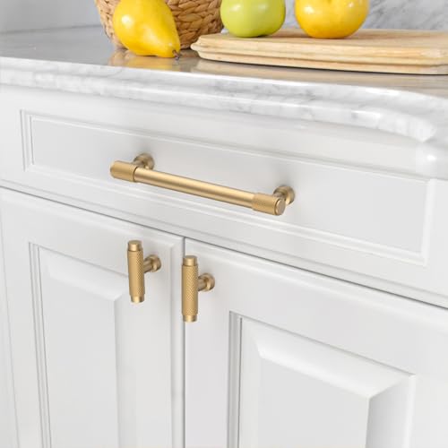 Amerdeco 10 Pack Champagne Bronze Knurled Cabinet Pulls 6.3 Inch(160mm) Hole Center Kitchen Cabinet Handles Drawer Pulls Cabinet Hardware ZH034 - color: Champagne Bronze, size: 6.25"/160mm Hole Center
