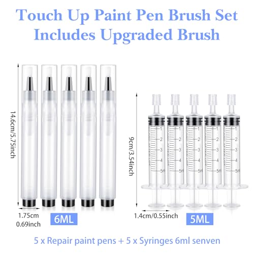 10 Pcs Refillable Paint Touch Up Pen Set Empty Refillable Paint Brush Reusable Wall Touchup Pen Multi-Surface Repair Tool Brushes for Home Furniture Wood Cabinets Windows DIY Crafts Projects Supplies