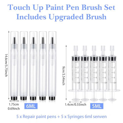 10 Pcs Refillable Paint Touch Up Pen Set Empty Refillable Paint Brush Reusable Wall Touchup Pen Multi-Surface Repair Tool Brushes for Home Furniture Wood Cabinets Windows DIY Crafts Projects Supplies