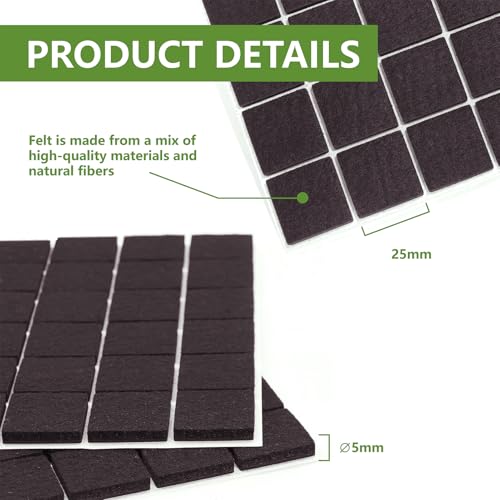 Felt Furniture Pads for Hardwood Floors 48 PCS 1" Square, Brown - size: 48PCS 1 inch Square Dark Brown