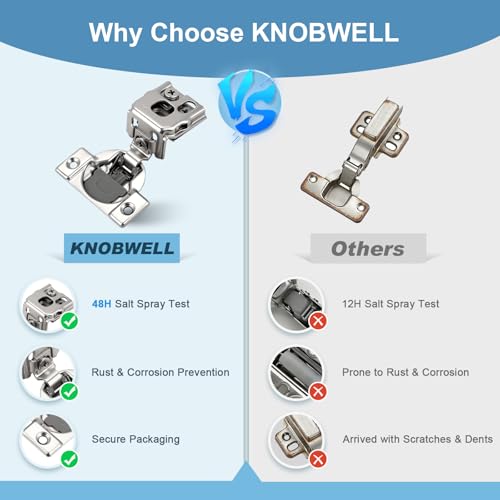 KNOBWELL 1-1/4" Overlay Soft Close Hinges Face Frame Cabinet Hinges 25 Pair - size: 1-1/4 inch Overlay