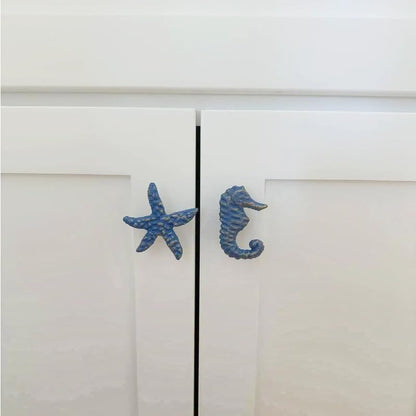 4 Pcs Coastal Cabinet Knobs Ocean Nautical Drawer Pulls (Blue) - color: Blue