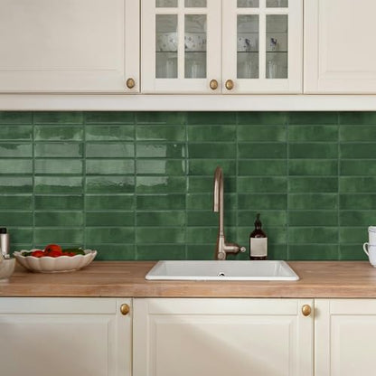 DEWOO Green Peel and Stick Backsplash Tiles for Kitchen Wall 10-Sheet