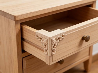 10 Pieces Little Wood Appliques and Onlays 4x4cm/1.57"x1.57" Unpaint Wooden Carvings Coner for Furniture Decorative Wooden DIY Carved Onlay for Mirror Bed Door Cabinet Wardrobe Furniture Decoration