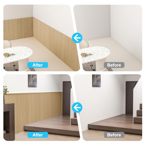 Art3d 79.3 x 40.7 Inch Beaded Wainscoting Wall Panel, 22.38 sq.ft, Oak - color: Oak, size: 79.3"x40.7"