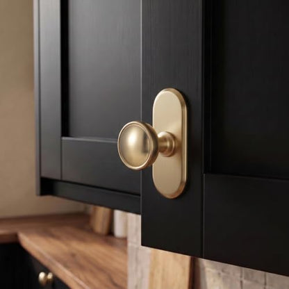 6Pack Champagne Bronze Cabinet Knobs with Backplate Drawer knobs - color: Champagne Bronze, style: Racetrack