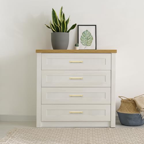 30 Pack Brushed Brass Cabinet Handles, 4" Hole Center Curved Pulls - color: Brushed Brass, size: 4" Hole Center