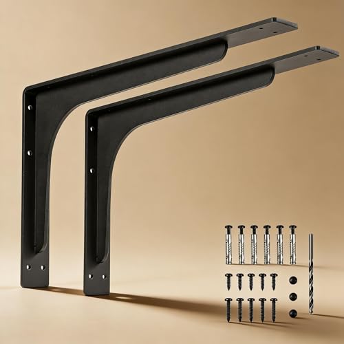 24 inch x14 inch Shelf Support Bracket Heavy Duty, L Shelf Brackets ,max Load 300lbs, , Metal Brackets for Shelves, Counter Bracket ,Corner Brace,Pack of 2. (24 "x 14.2 " Supporting Bar ) - size: 24" x 14.2" (Supporting Bar)