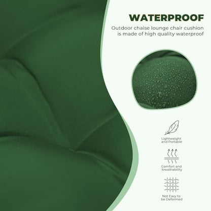 76 x 22 x 4.7 Waterproof Chaise Lounge Chair Cushion Outdoor Green - color: Green, size: 1 Pack