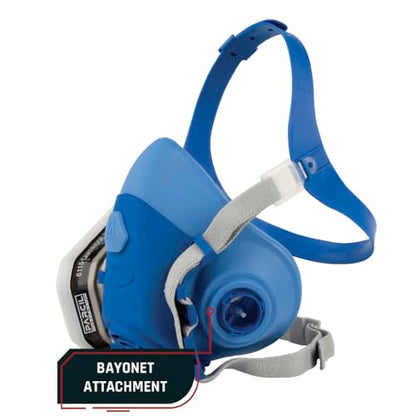 Parcil Safety UltraSeal Reusable Half-Face Respirator Mask | NIOSH-Approved | OV/P95 Protection, Standard Bayonet Cartridges