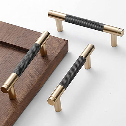 10 Pack 3 3/4 Inch 96 mm Bar Cabinet Pulls Gold and Grey Knurled Handles for Brushed Gold Drawer Pulls Cupboard Aluminum Handles - color: Gold and Grey, size: 3 3/4 Inch