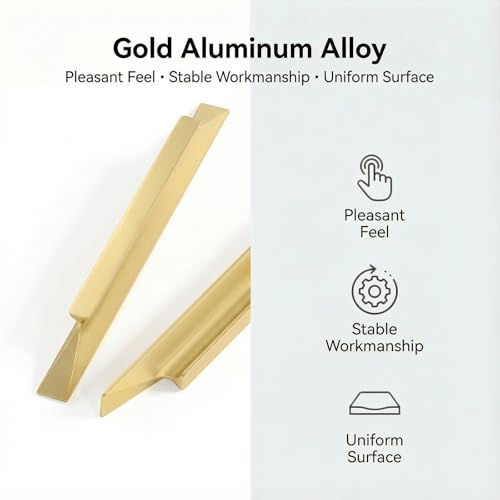 Goldenwarm 10 Pack Gold Cabinet Handles, 5" Hole Center Finger Pulls - color: Matte Gold, size: 5in Hole Centers