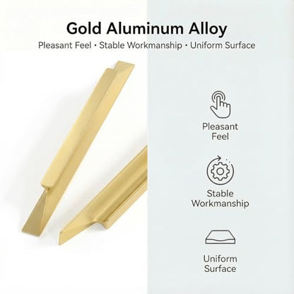 Goldenwarm 10 Pack Gold Cabinet Handles, 5" Hole Center Finger Pulls - color: Matte Gold, size: 5in Hole Centers
