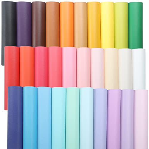 CDY Smooth Faux Leather Sheets : 30Pcs/Set 8.2" x 6" Soft Leather Fabric