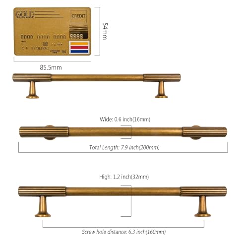 Amerdeco 10 Pack Antique Brass Cabinet Pulls 6.3" - color: Antique Brass, size: 6.3"/160MM