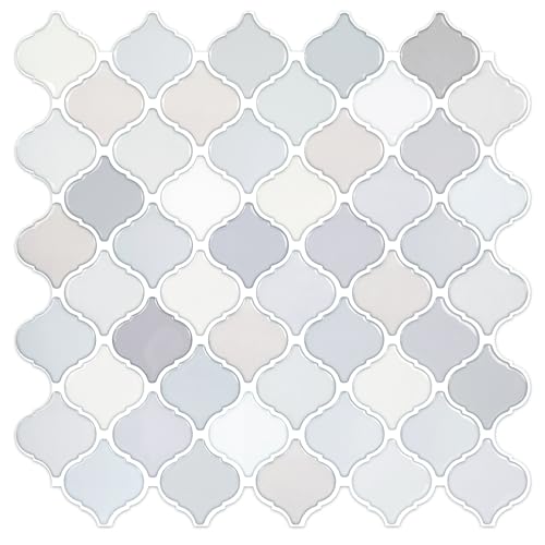 STICKGOO Arabesque Peel and Stick Backsplash Tile for Kitchen, Light Tones - color: Light Tones