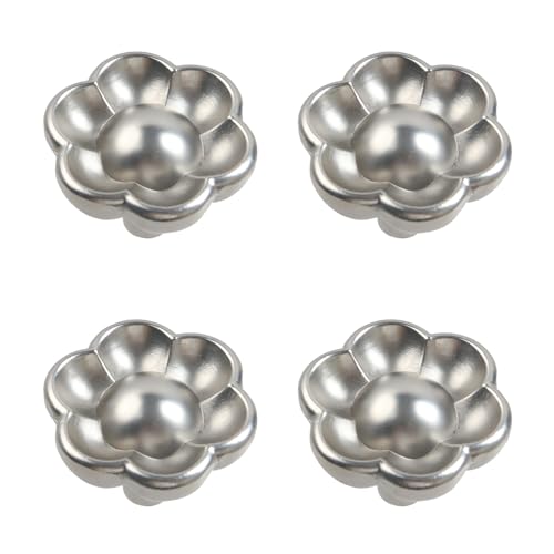 Geesatis Silver Flower Knobs,4 Pcs Modern Single Hole Drawer Pull - style: O-Silver