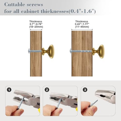 POZEAN Cabinet Knobs Brushed Nickel 20 Pack Cabinet Handles Drawer Knobs Solid Knobs Brass with Screws for Dresser Drawer Cabinet Cupboard - Modern Kitchen, Bedroom and Bathroom Hardware,Brass - color: Brass, size: 20 Pack