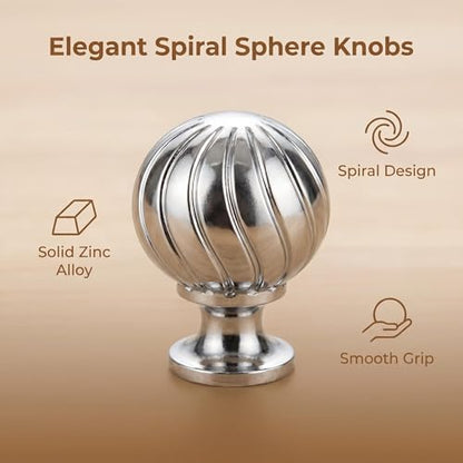 Guank 12Pack Gold Cabinet Knobs, Modern Titanium Silver Silver Spherical Swirl Knobs, Zinc Alloy Drawer Pulls for Kitchen Cabinets, Dresser Drawers, Cupboards Pulls - color: Titanium Silver