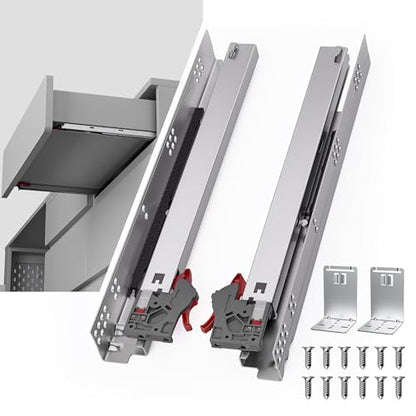 18 Inch Soft Close Undermount Drawer Slides,Full Extension,100 Lbs,1 Pair - size: 18 Inch