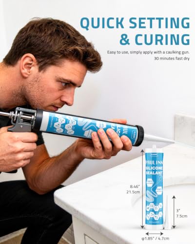 PAULINN Clear Silicone Caulk (Clear, 12 Packs) - color: Clear, size: 12 Packs