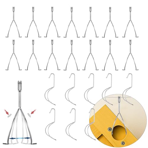 24 Pack No-Drill Cabinet Door Painting Hangers, Heavy-Duty Stainless Steel Spray Rack & Drying Hooks for Woodworking & Furniture Restoration - size: 24pack