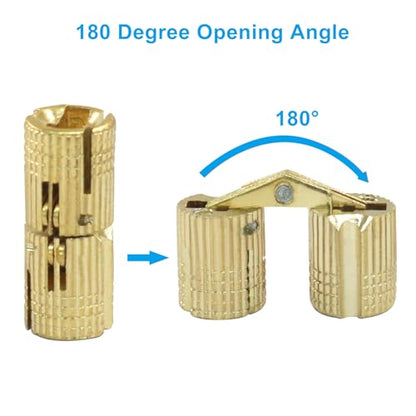 8 mm Hidden Brass Barrel Hinges, 12 Pack - style: 8mm