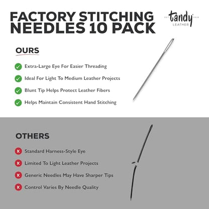 Tandy Leather Stitching Needle Smooth Hand Sewing with Blunt Tip (10 Pack)