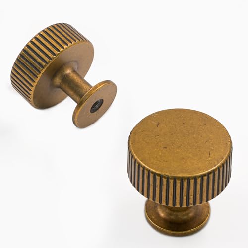 Amerdeco 10 Pack Antique Brass Cabinet Knobs - color: Antique Brass, size: 1"/25MM