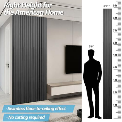 Art3d 4-Pack Fluted Acoustic Wood Slat Wall Panel, 107 x 8 Inch, Black - color: Matte Black, size: 4pcs - 107＊8in.