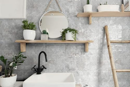 20-Pack Peel and Stick Grey Marble Tiles (11.8" x 11.8") – 19.4 Sq. Ft. Waterproof PVC Shower & Backsplash Tiles for Bathroom, Kitchen, and Living Room – Self-Adhesive, Easy Installation